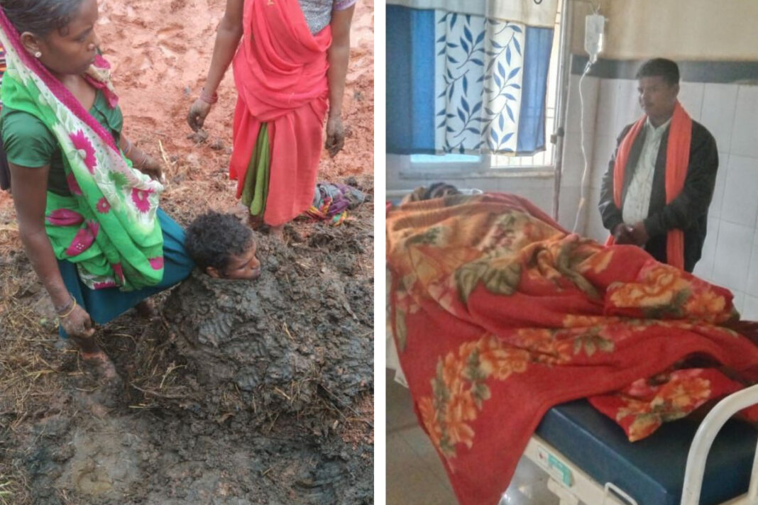 Man buried in dung pit